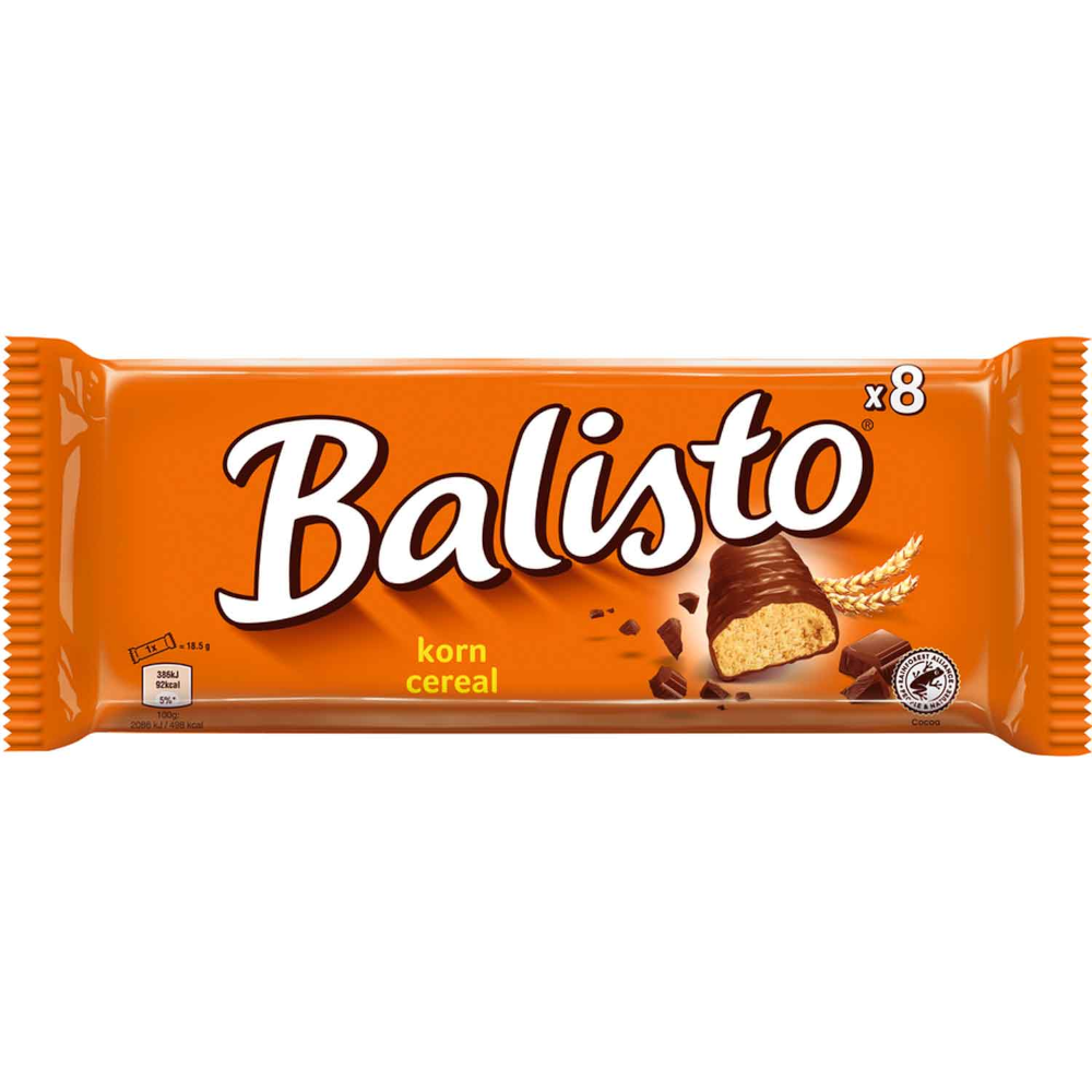 Balisto Korn Vollkornkeks Riegel mit Milchschokolade 8 Stück
