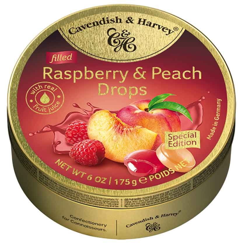 Cavendish & Harvey Gotas Rellenas de Frambuesa y Melocotón 175g / 6.17oz