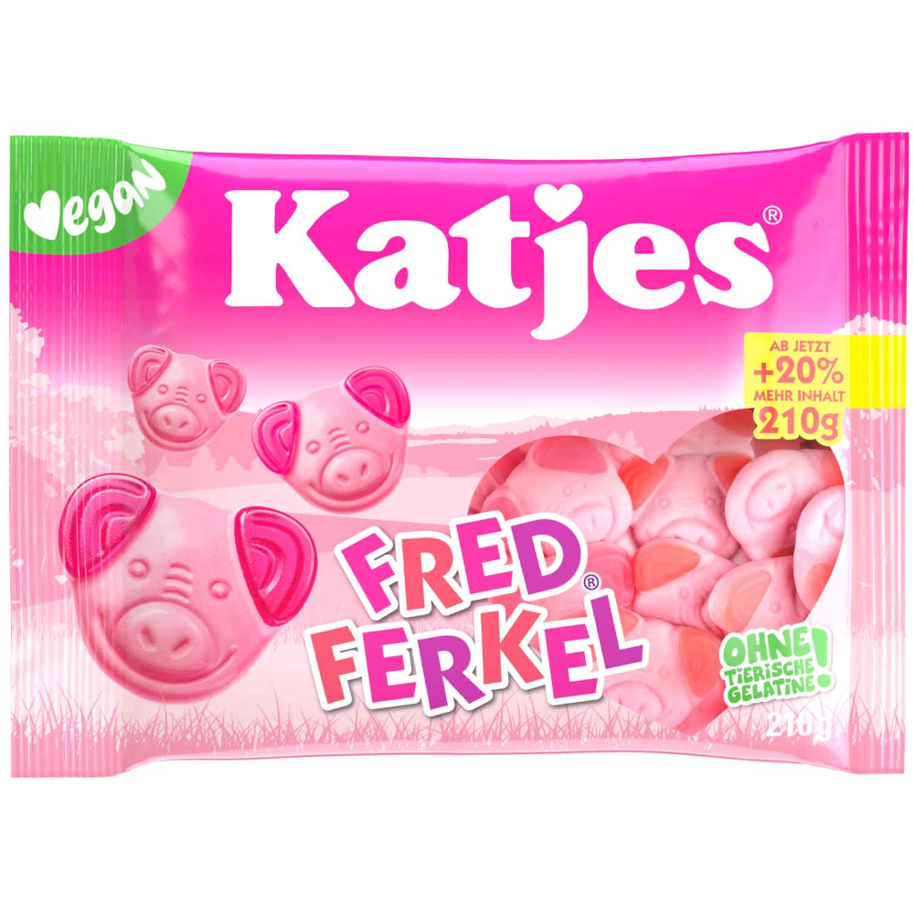 Katjes Fred Piglet espuma vegana de chicle de fruta con azúcar 175g