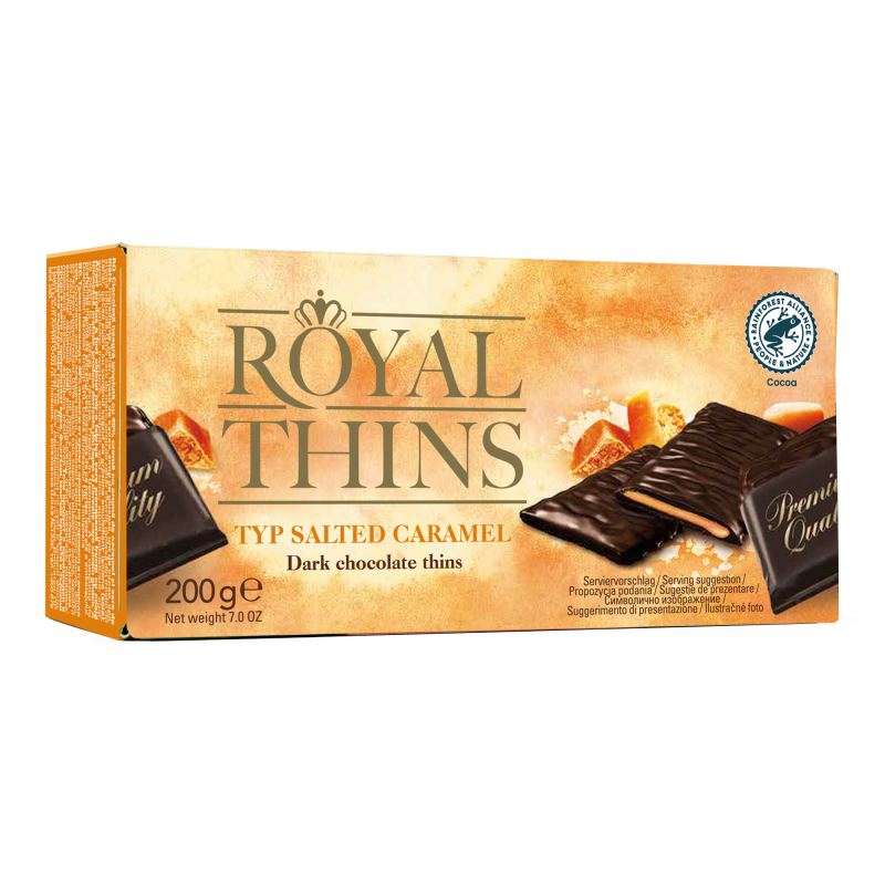 Halloren Royal Thins Salted Caramel Creme Wafers, vegan 200g / 7.05oz // Best before: 04/2026