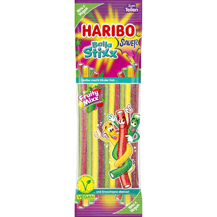 HARIBO Balla Stixx Fruity Mixx sauer veganes Fruchtgummi 175g //MHD: 05/2026