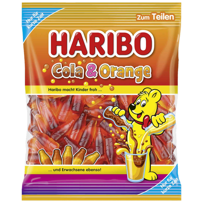 HARIBO Cola & Orange Fruit Gums in Bottle Shape 160g / 5.64oz