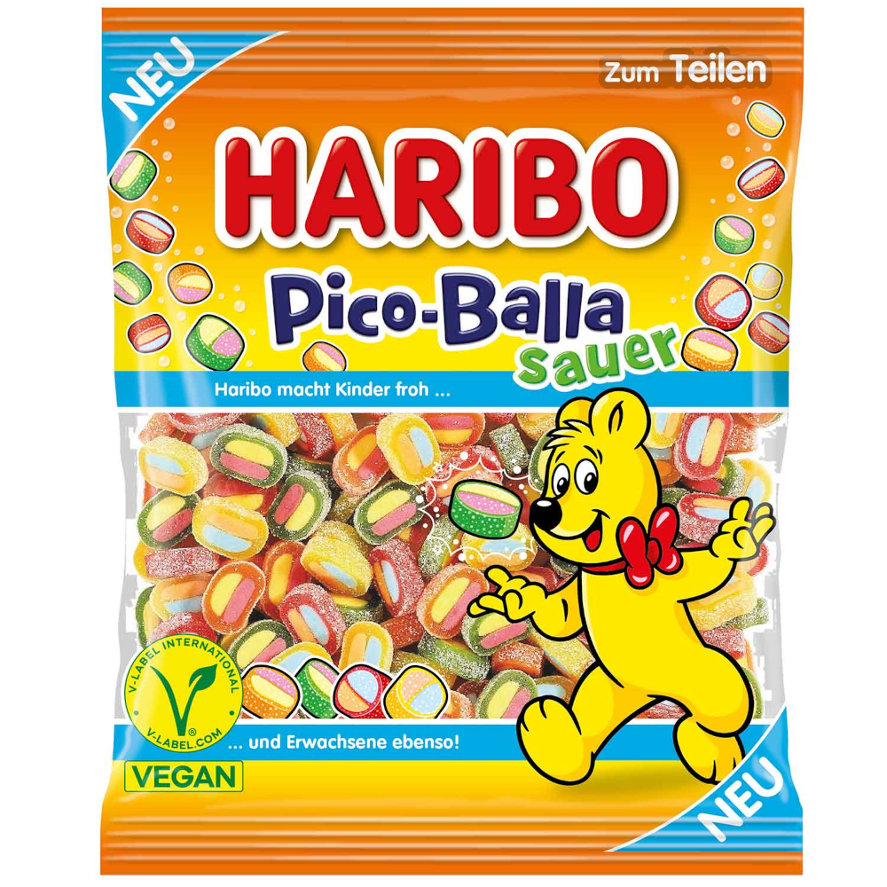 HARIBO Pico-Balla Sour Vegan Fruit Gum Confectionery 160g