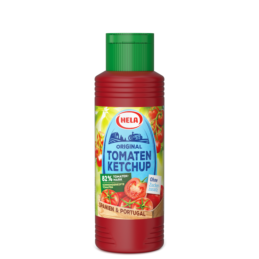 Kétchup de tomate original Hela sin azúcar añadido 300 ml / 10,14 fl.oz.