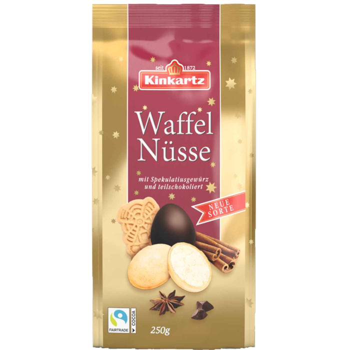 Kinkartz Wafer Nuts Speculoos, partially chocolate-coated 250g / 8.81oz