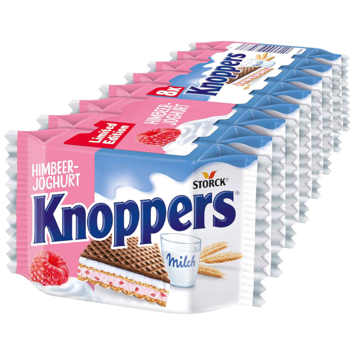 Storck Knoppers Himbeer-Joghurt Haselnuss-Waffeln 8 Stück