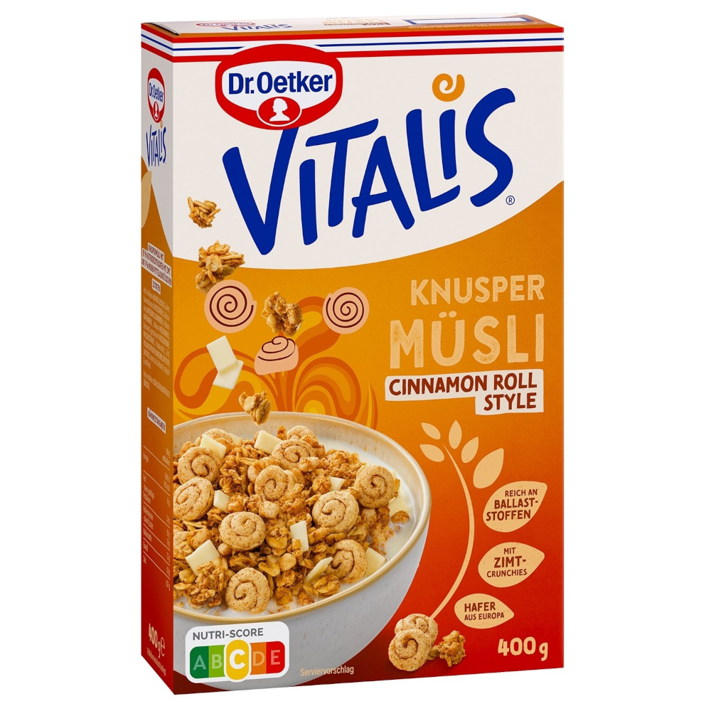 Dr. Oetker Vitalis Crunchy Muesli Cinnamon Roll Style 400g / 14.11oz