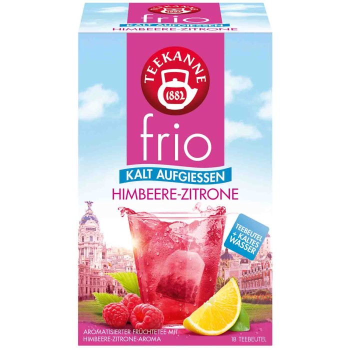 Teekanne frio Himbeer-Zitrone Tee zum kalt aufgießen 18 Teebeutel