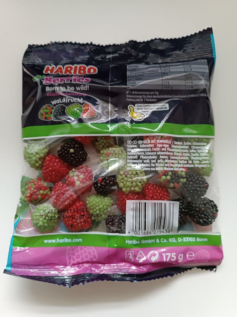 HARIBO Baies Sauvages en gelée avec nonpareille 175g