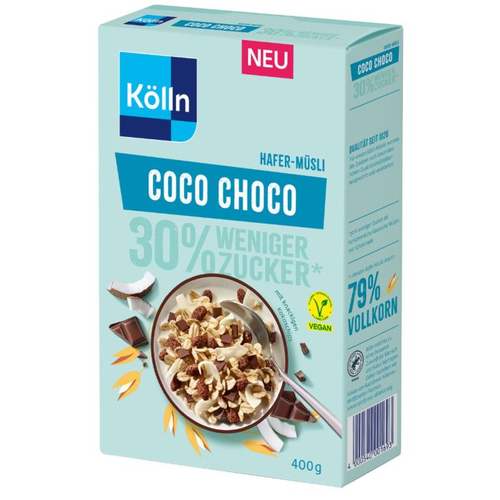 Kölln Choco Coco 30% weniger Zucker Hafer-Müsli, vegan 400g / 14.1oz