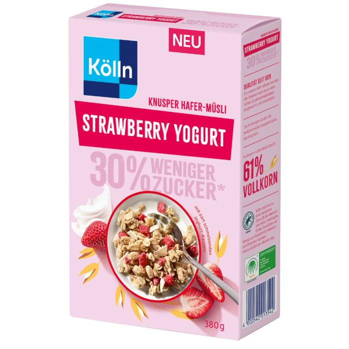 Kölln Knusper Strawberry Yogurt 30% weniger Zucker Hafer-Müsli 380g / 13.4oz